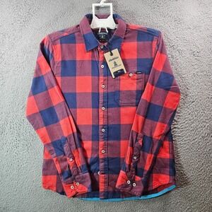 Chubbies Classic Flannel Shirt‎ Men Small Button Up Long Sleeve Red Blue Plaid